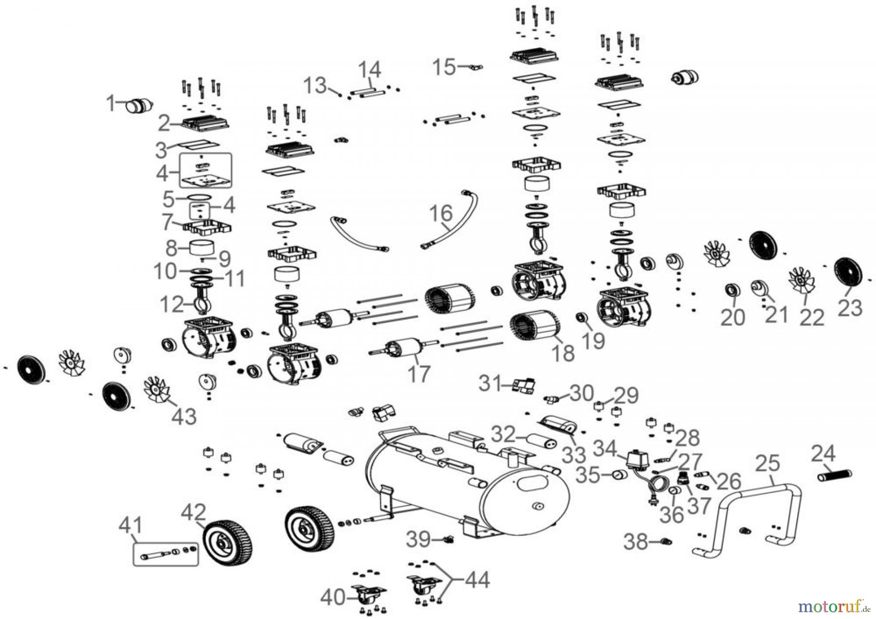 Güde Drucklufttechnik Kompressoren Ölfrei bis 50l Kessel Kompressor Airpower 275/8/50 SILENT - 50138 Ersatzteileversion  FSL50138-01