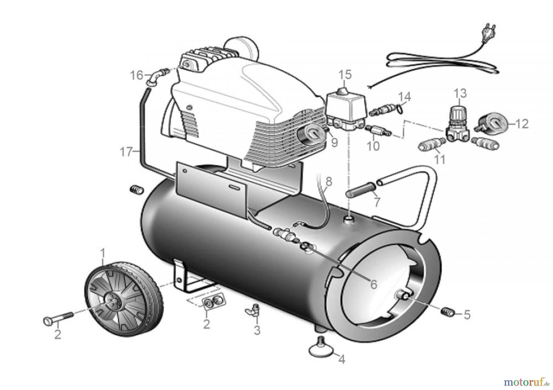 Güde Drucklufttechnik Kompressoren-Sets Ölgeschmiert bis 50l Kessel Kompressor 260/10/24 ST - 71167 Ersatzteileversion FSL71167-01 Seite 1