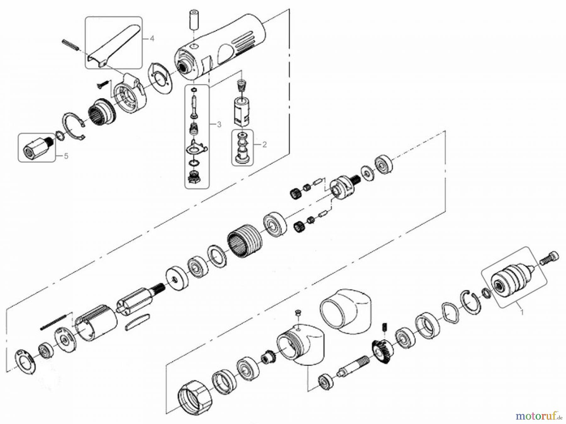Güde Drucklufttechnik Druckluftwerkzeuge Schleifer und Bohrer DL-WINKELBOHRMASCHINE 1200 PRO - 75155 Ersatzteileversion FSL75155-01