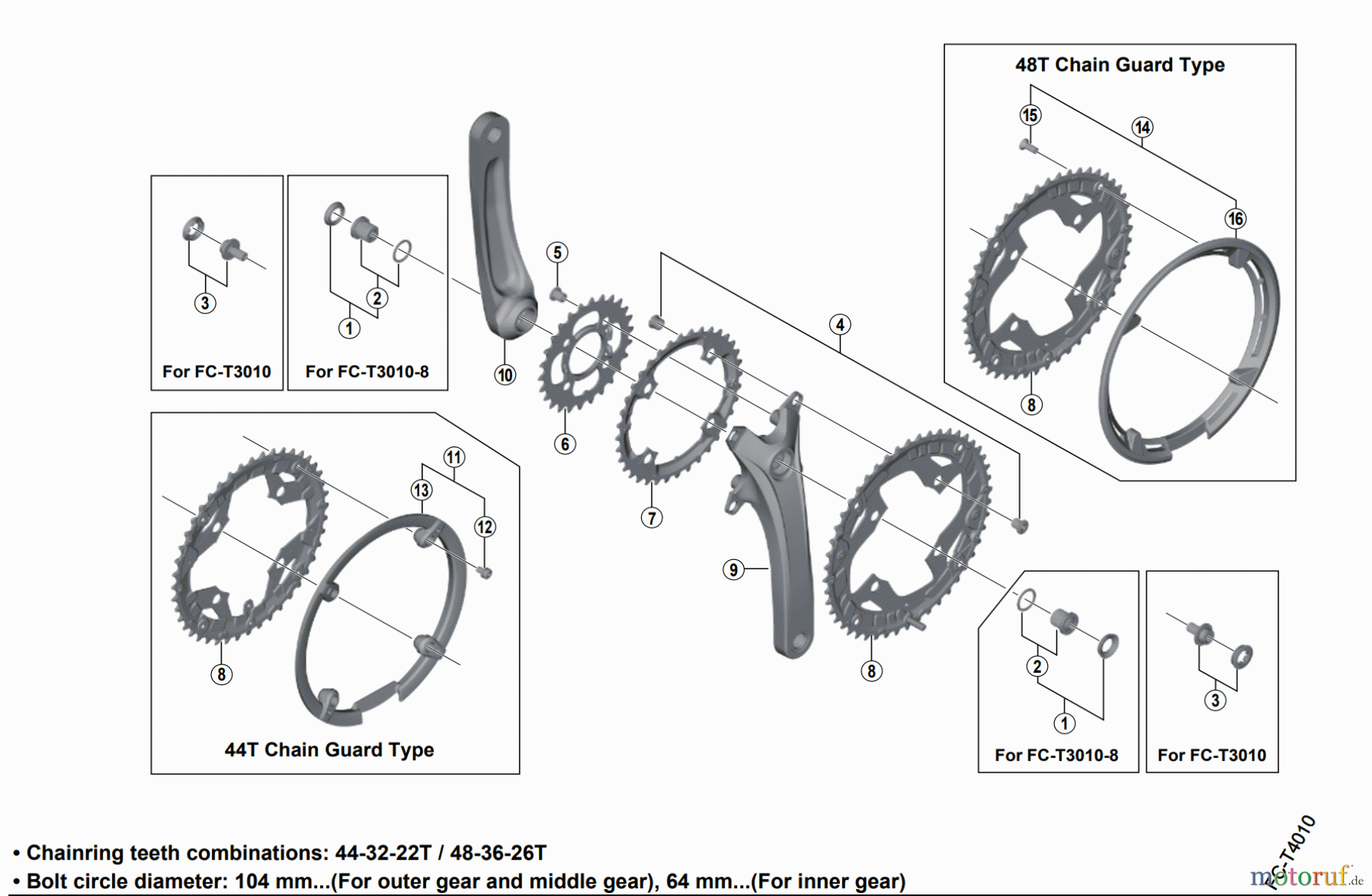 Shimano FC Front Chainwheel - Kurbelsatz, Vorderes Kettenblatt FC-T3010 ACERA Crankset