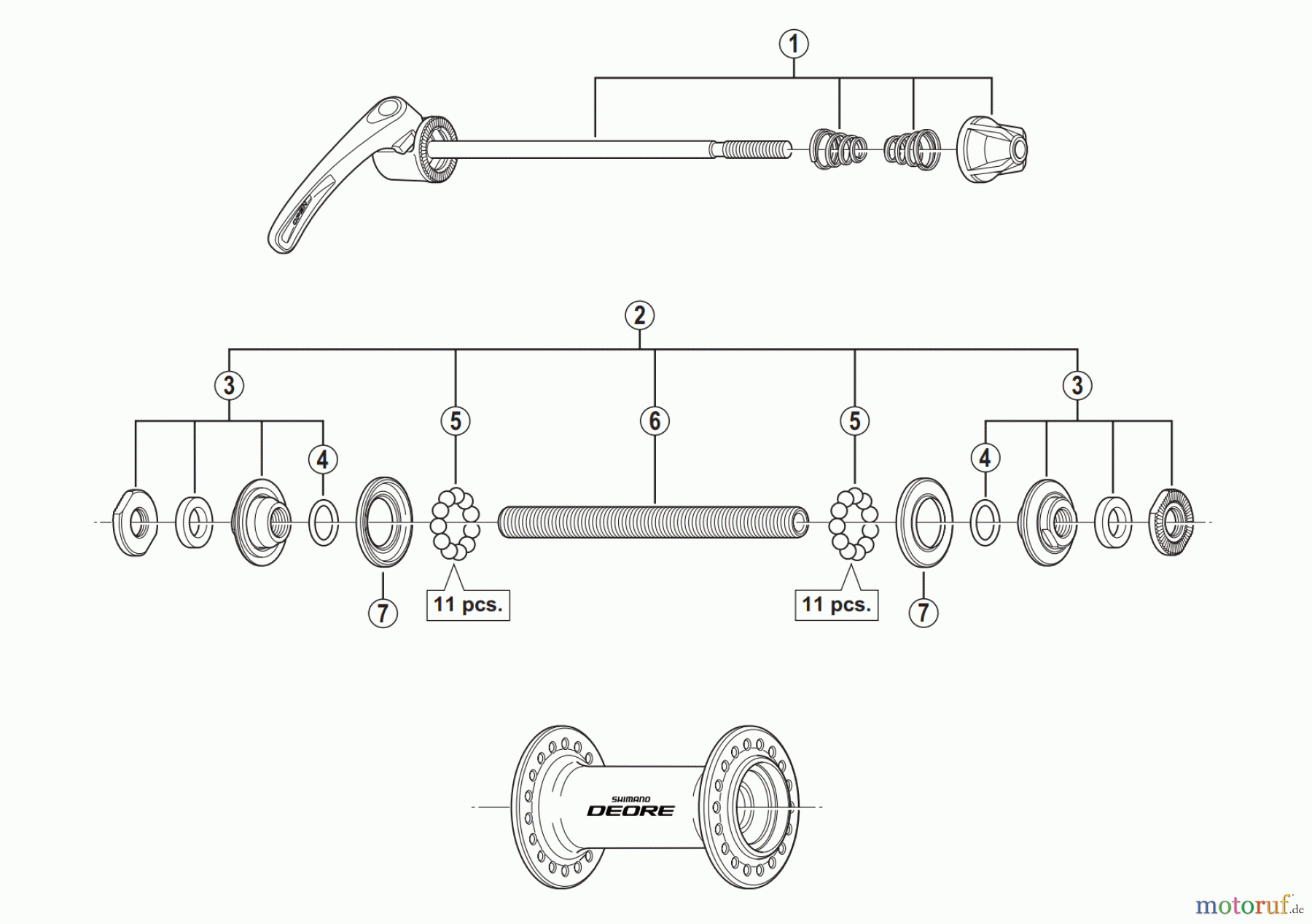Shimano HB Hub - Vordere Nabe HB-T610 DEORE Vorderradnabe