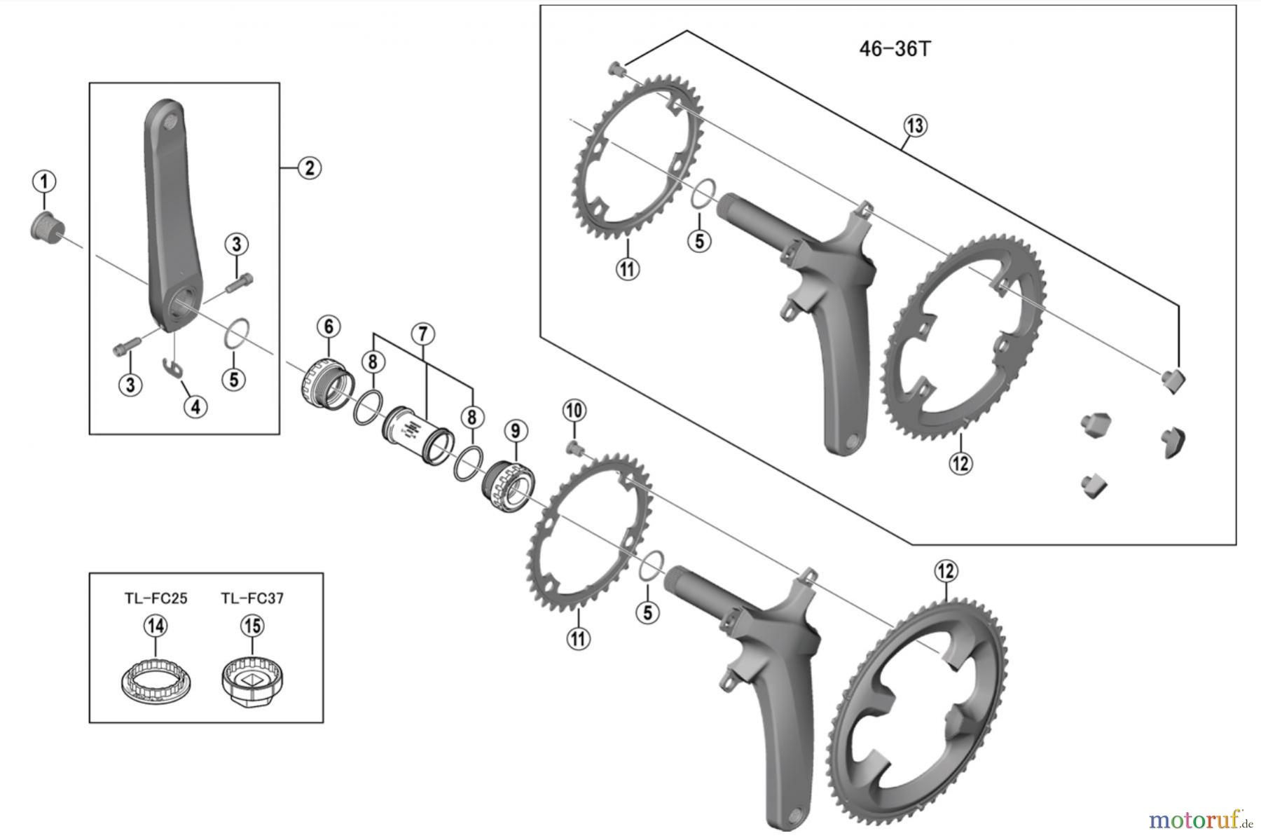 Shimano FC Front Chainwheel - Kurbelsatz, Vorderes Kettenblatt FC-R8000 ULTEGRA Crankset