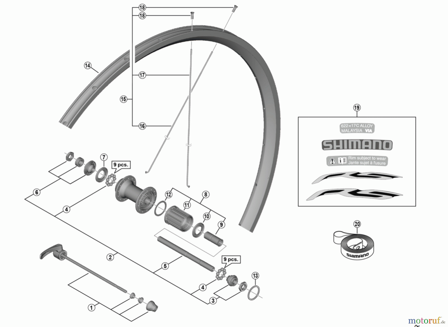 Shimano WH Wheels - Laufräder WH-RS100-CL-R Rear Wheel
