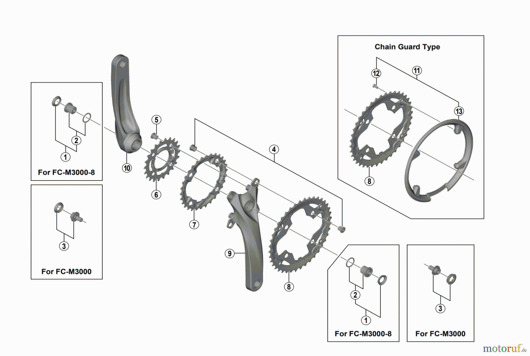 Shimano FC Front Chainwheel - Kurbelsatz, Vorderes Kettenblatt FC-M3000 ACERA Crankset