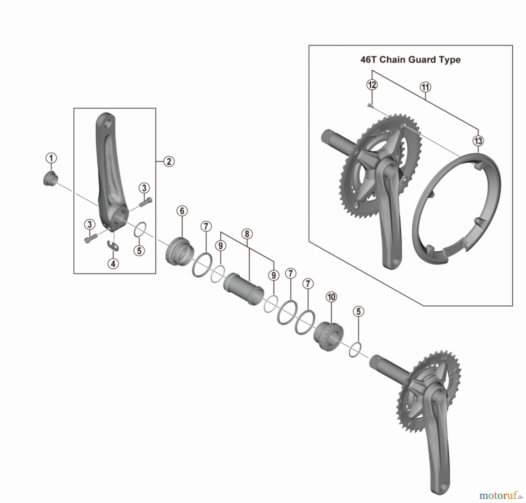 Shimano FC Front Chainwheel - Kurbelsatz, Vorderes Kettenblatt FC-MT210-2, FC-MT210-B2 Crankset
