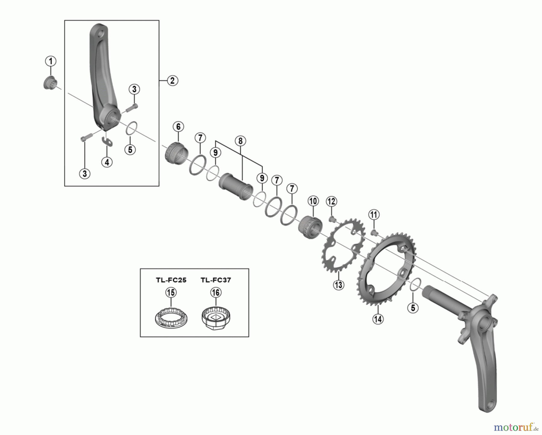 Shimano FC Front Chainwheel - Kurbelsatz, Vorderes Kettenblatt FC-MT600-2, FC-MT600-B2 Crankset