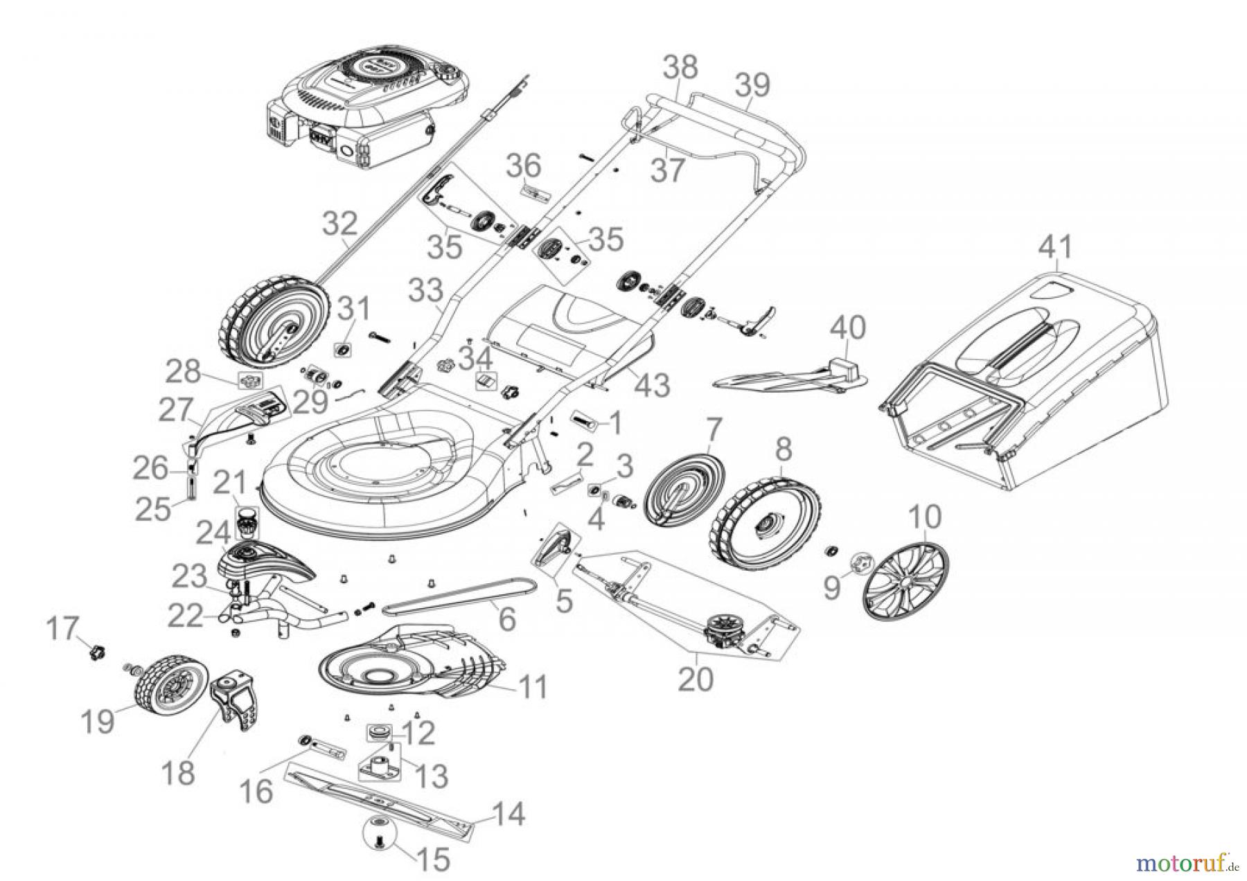 Güde Gartentechnik Rasenmäher Benzin-Rasenmäher Schnittbreite ab 50 cm RASENMÄHER BIG WHEELER TRIKE 515D - 95376 Ersatzteileversion FSL95376-01 Seite 1