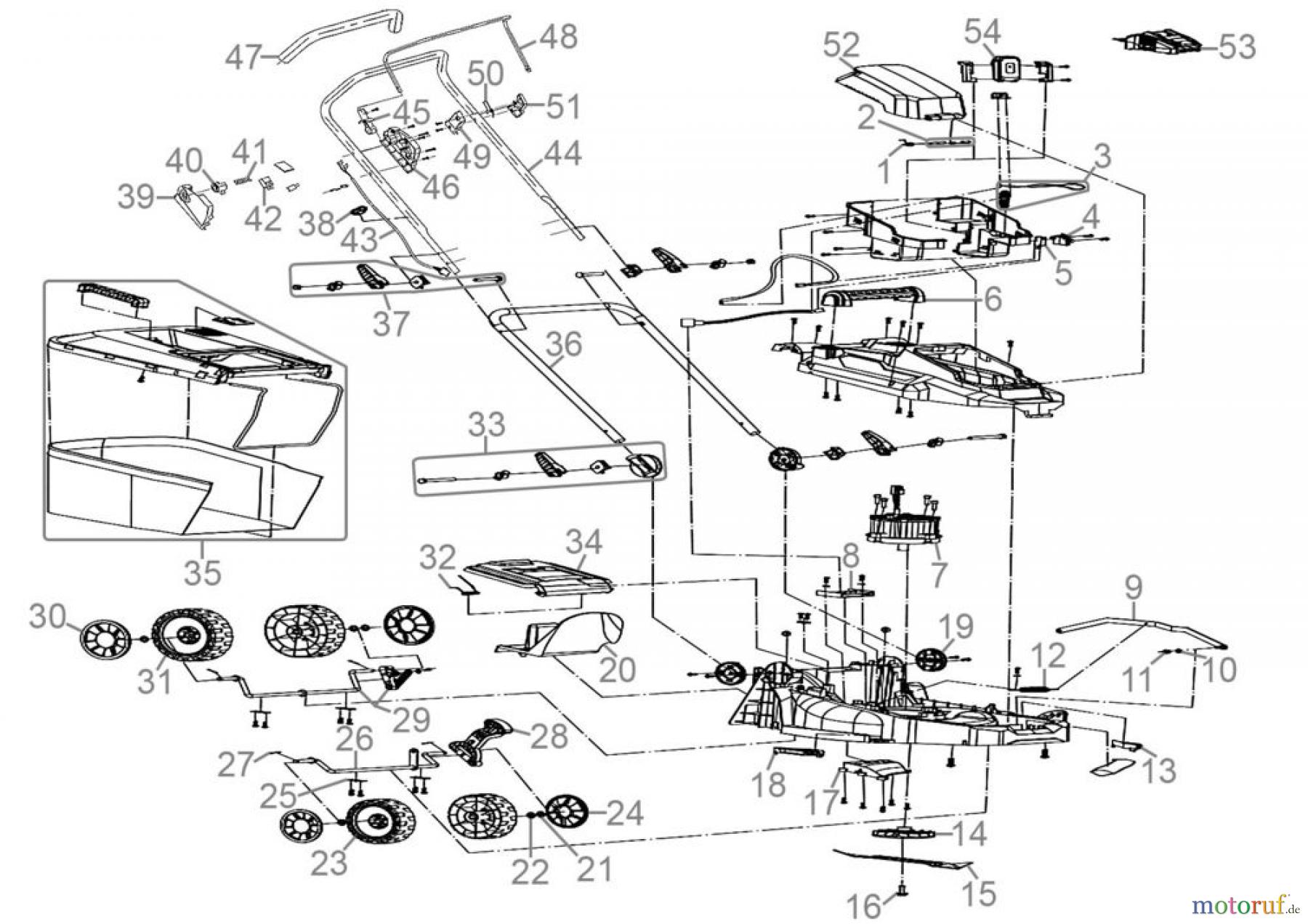 Güde Gartentechnik Rasenmäher Akku-Rasenmäher Schnittbreite bis 33 cm Akku Rasenmäher RM 18-401-23 - 58400 Ersatzteileversion FSL58400-01