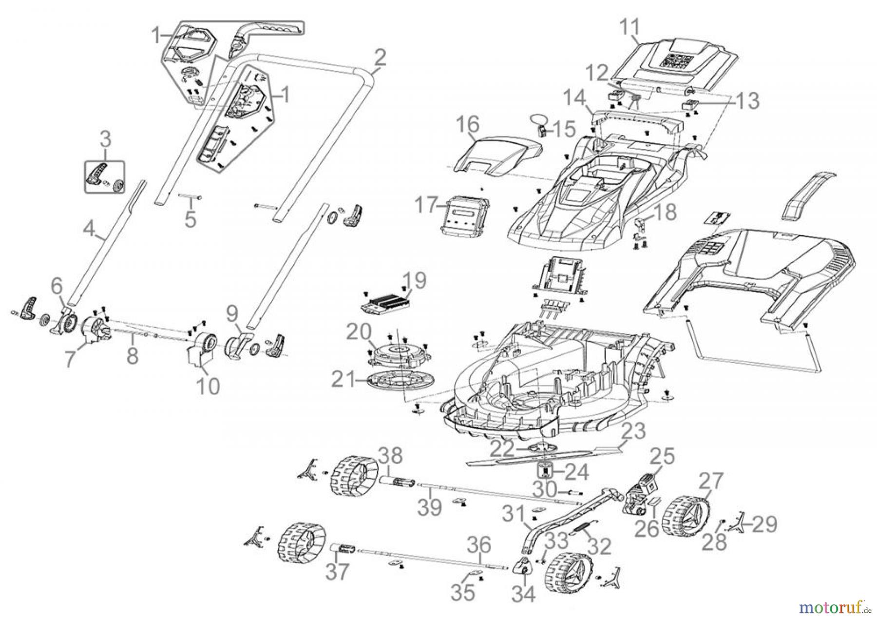 Güde Gartentechnik Rasenmäher Akku-Rasenmäher Schnittbreite bis 33 cm Akku-Rasenmäher 330/25-3.0L - 95801 Ersatzteileversion FSL95801-01