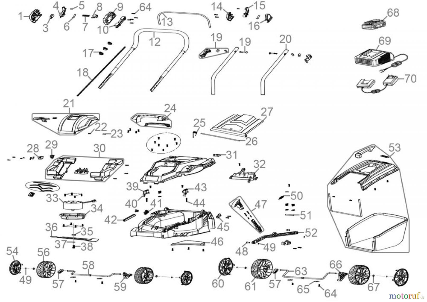 Güde Gartentechnik Rasenmäher Akku-Rasenmäher Schnittbreite bis 33 cm Akku Rasenmäher 330/25-2.0 LI - 95803 Ersatzteileversion FSL95803-01