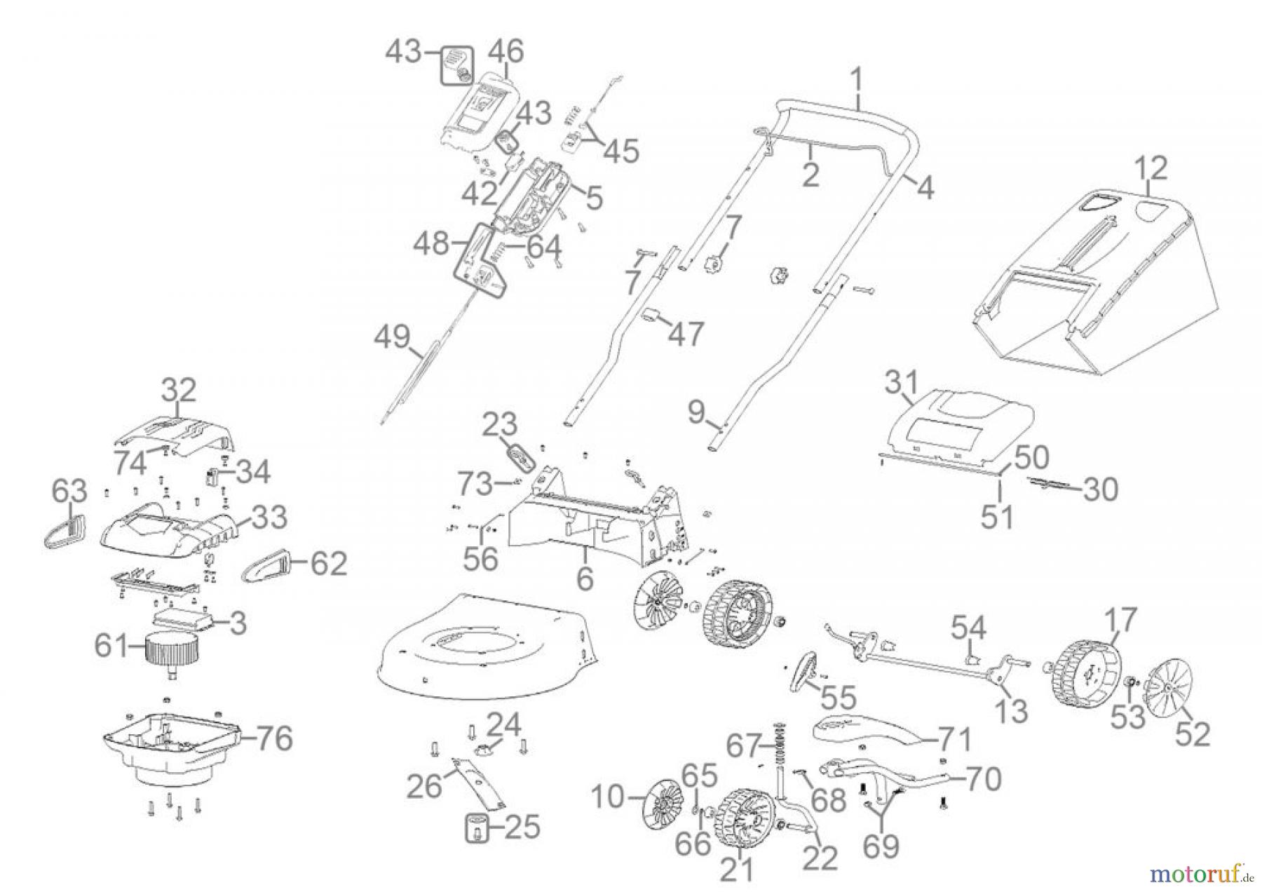  Güde Gartentechnik Rasenmäher Akku-Rasenmäher Schnittbreite bis 43 cm Akku-Rasenmäher Trike 405/40-2.5 S - 95880 Ersatzteileversion  FSL95880-01
