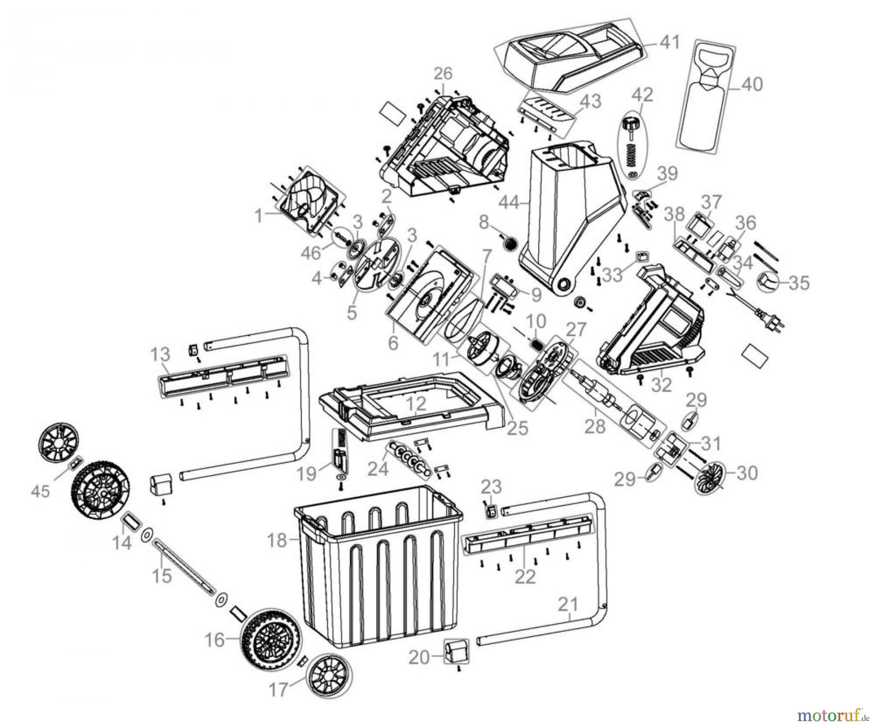 Güde Gartentechnik Häcksler Elektro-Häcksler ELEKTRO GARTENHÄCKSLER GH 2400 - 94060 Ersatzteileversion FSL94060-02