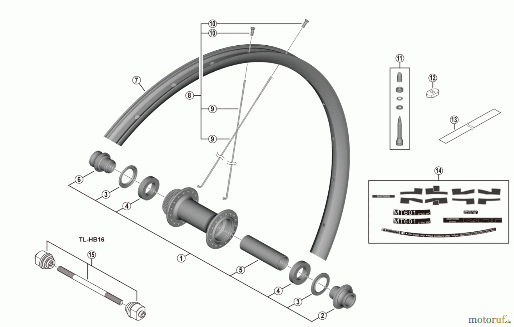 Shimano WH Wheels - Laufräder WH-MT601-TL-F15-275