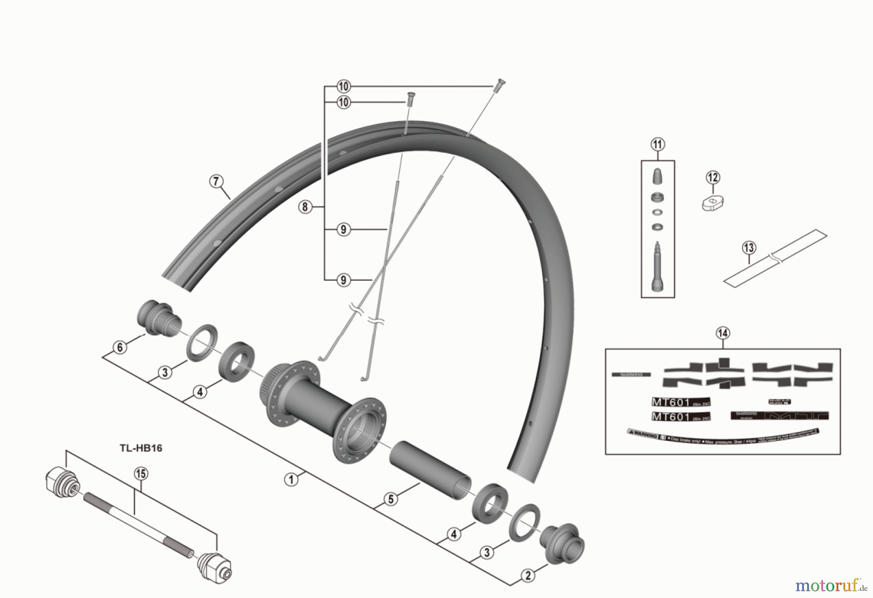 Shimano WH Wheels - Laufräder WH-MT601-TL-F15-29 For Disc Brake