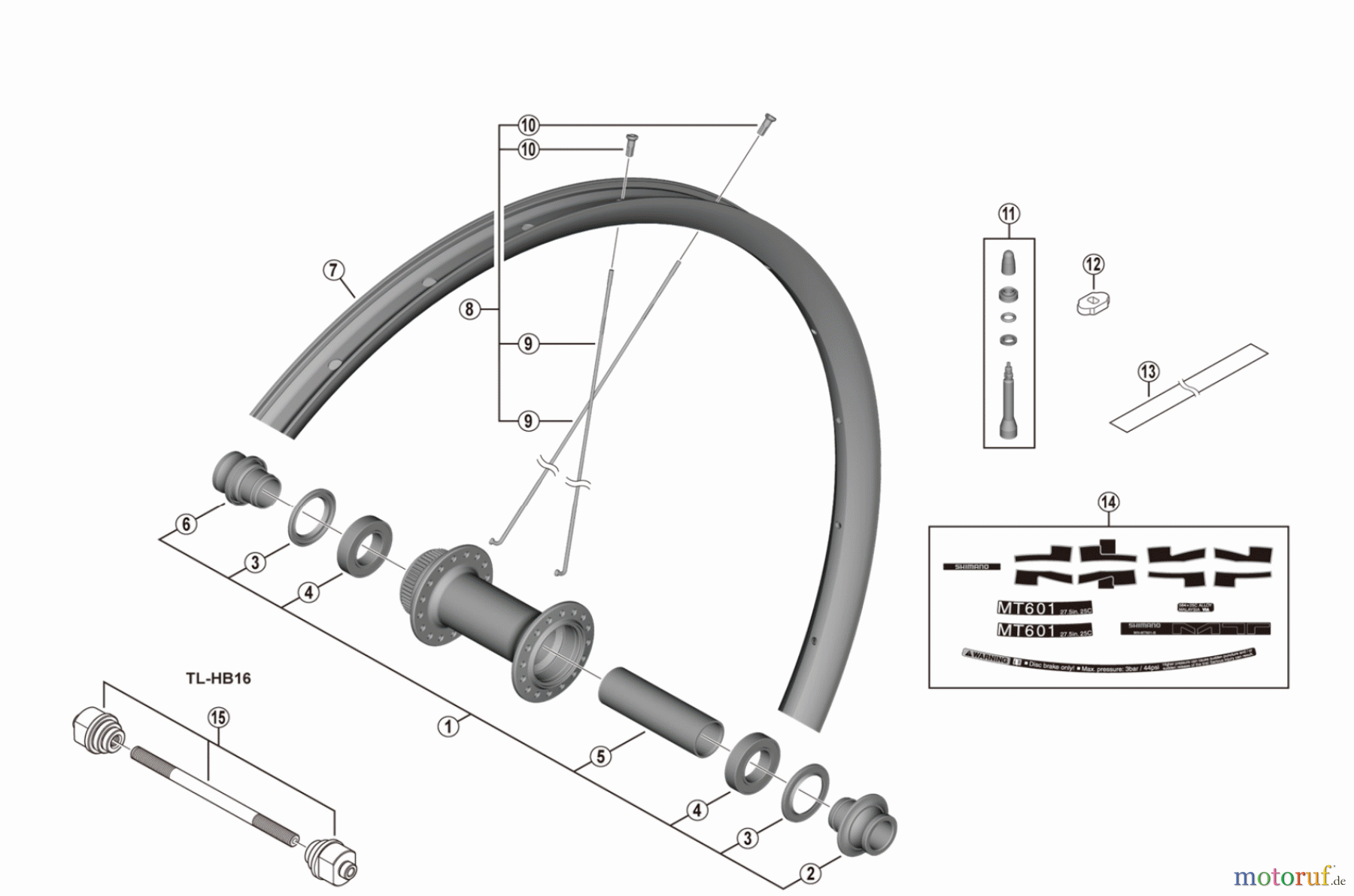 Shimano WH Wheels - Laufräder WH-MT601-TL-F15-B-275 For Disc Brake