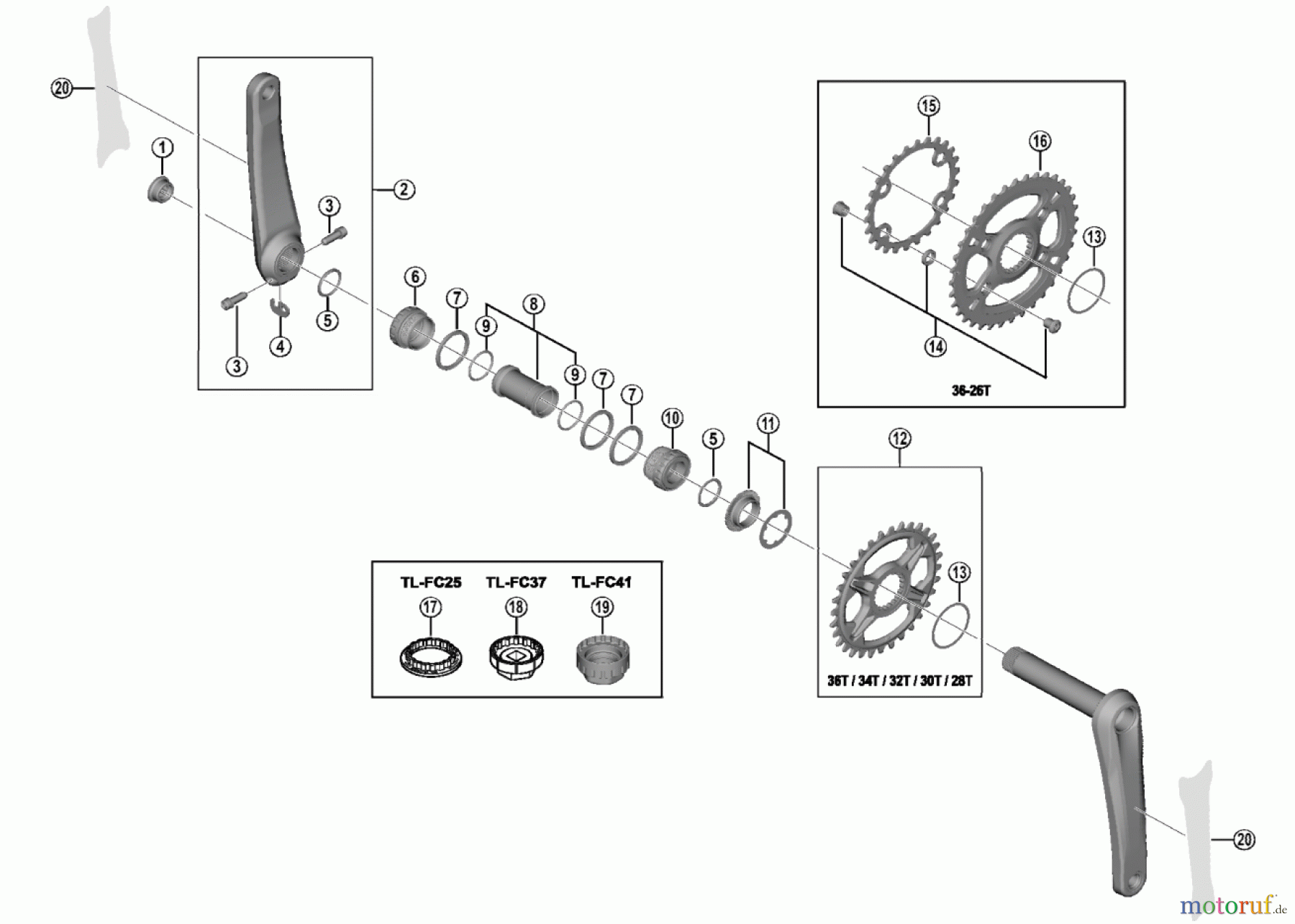 Shimano FC Front Chainwheel - Kurbelsatz, Vorderes Kettenblatt FC-M8100-1 FC-M8100-2 DEORE XT Crankset