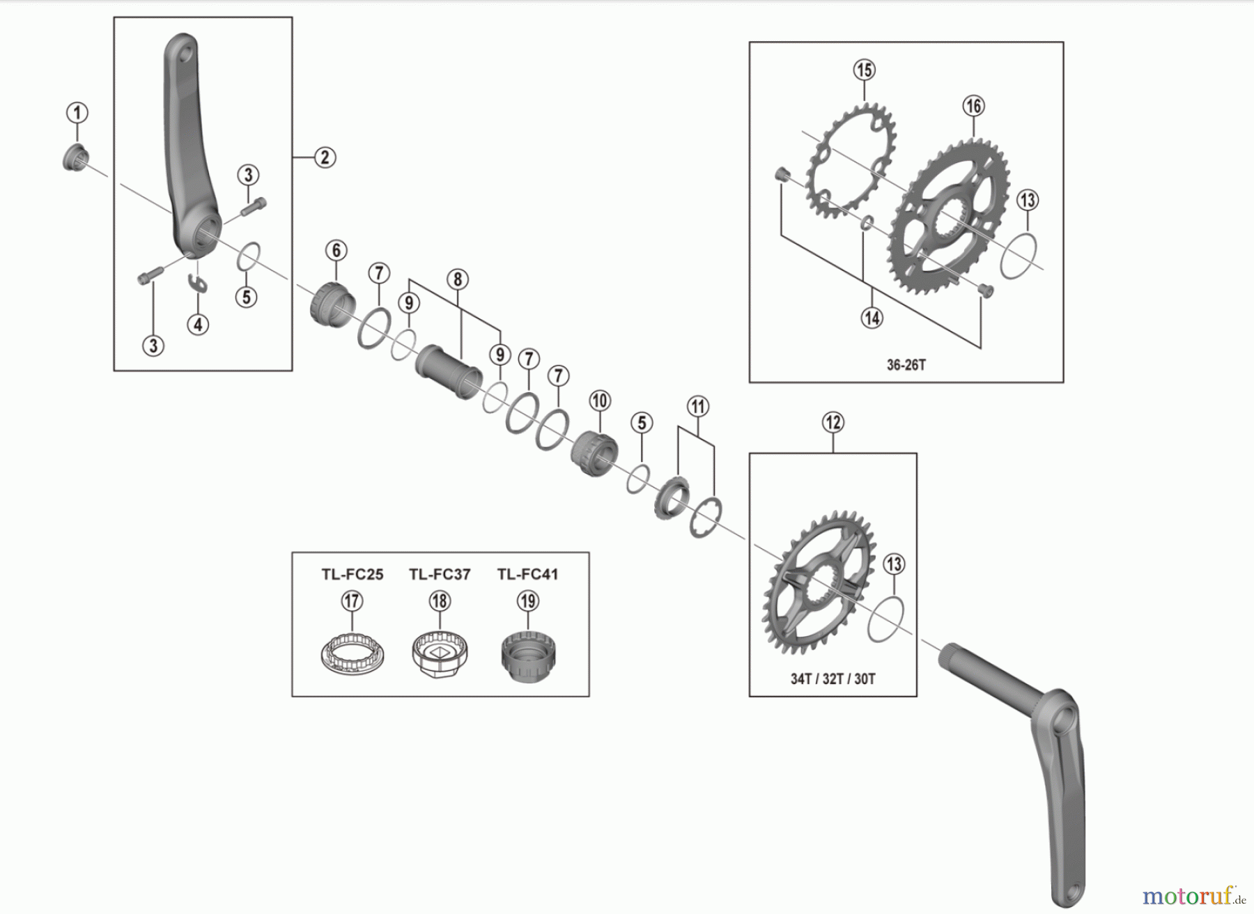 Shimano FC Front Chainwheel - Kurbelsatz, Vorderes Kettenblatt FC-M7100-1 FC-M7100-2 SLX Crankset