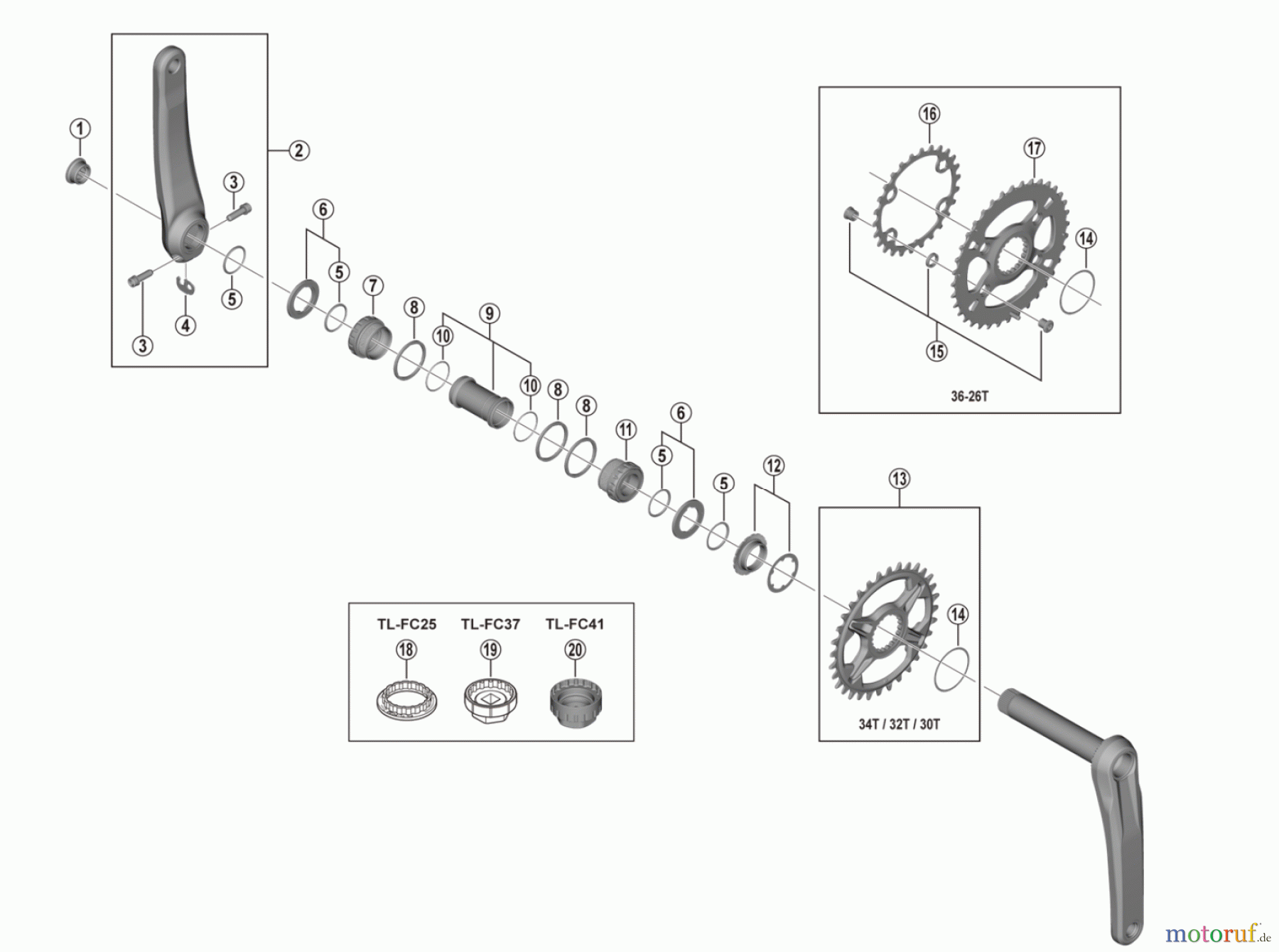 Shimano FC Front Chainwheel - Kurbelsatz, Vorderes Kettenblatt FC-M7120-1 FC-M7120-B2 SLX Crankset