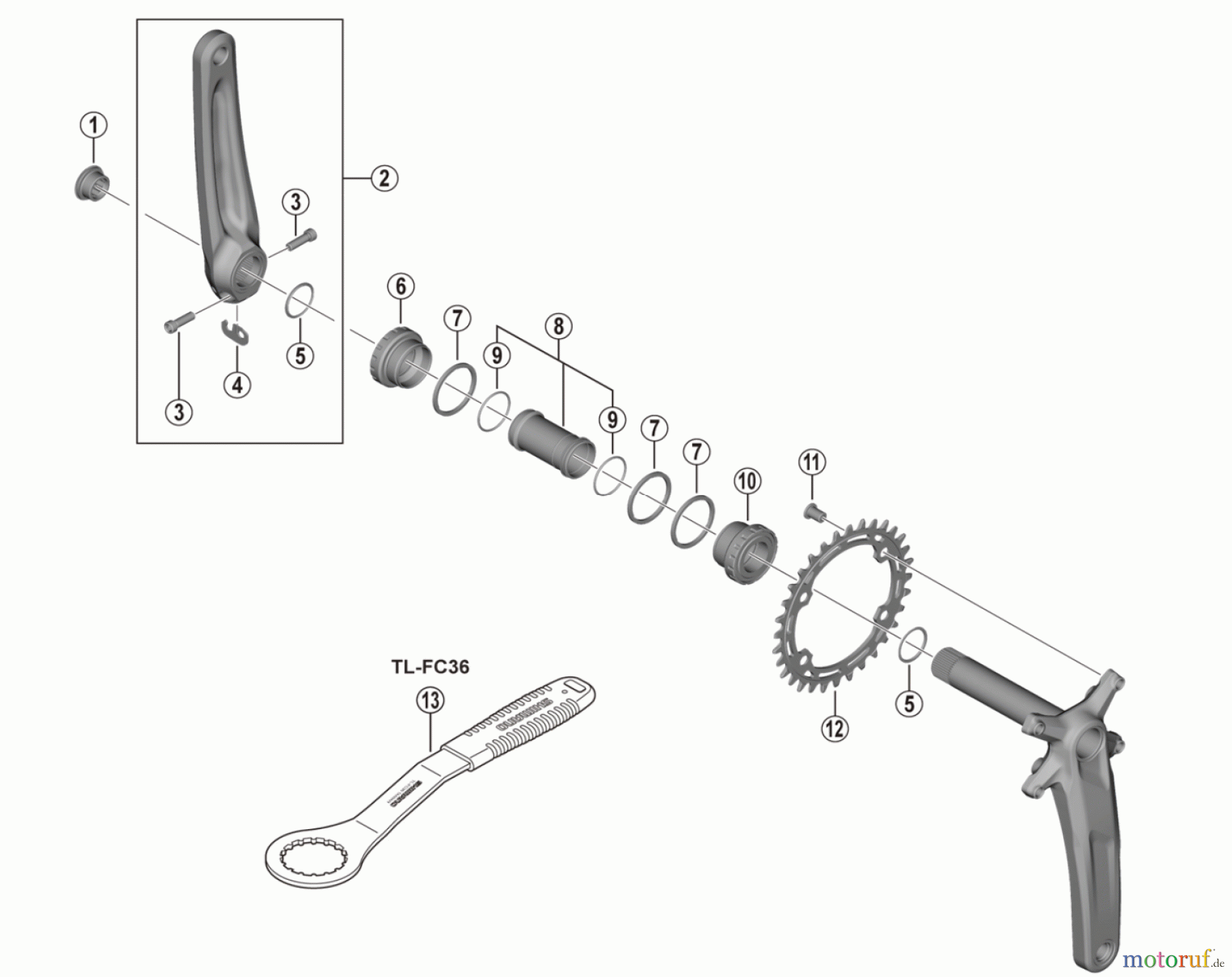 Shimano FC Front Chainwheel - Kurbelsatz, Vorderes Kettenblatt FC-MT511-1 Crankset