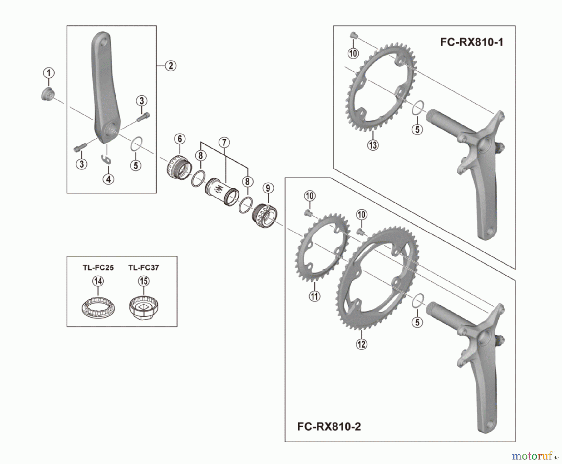 Shimano FC Front Chainwheel - Kurbelsatz, Vorderes Kettenblatt FC-RX810 GRX Kurbelgarnitur
