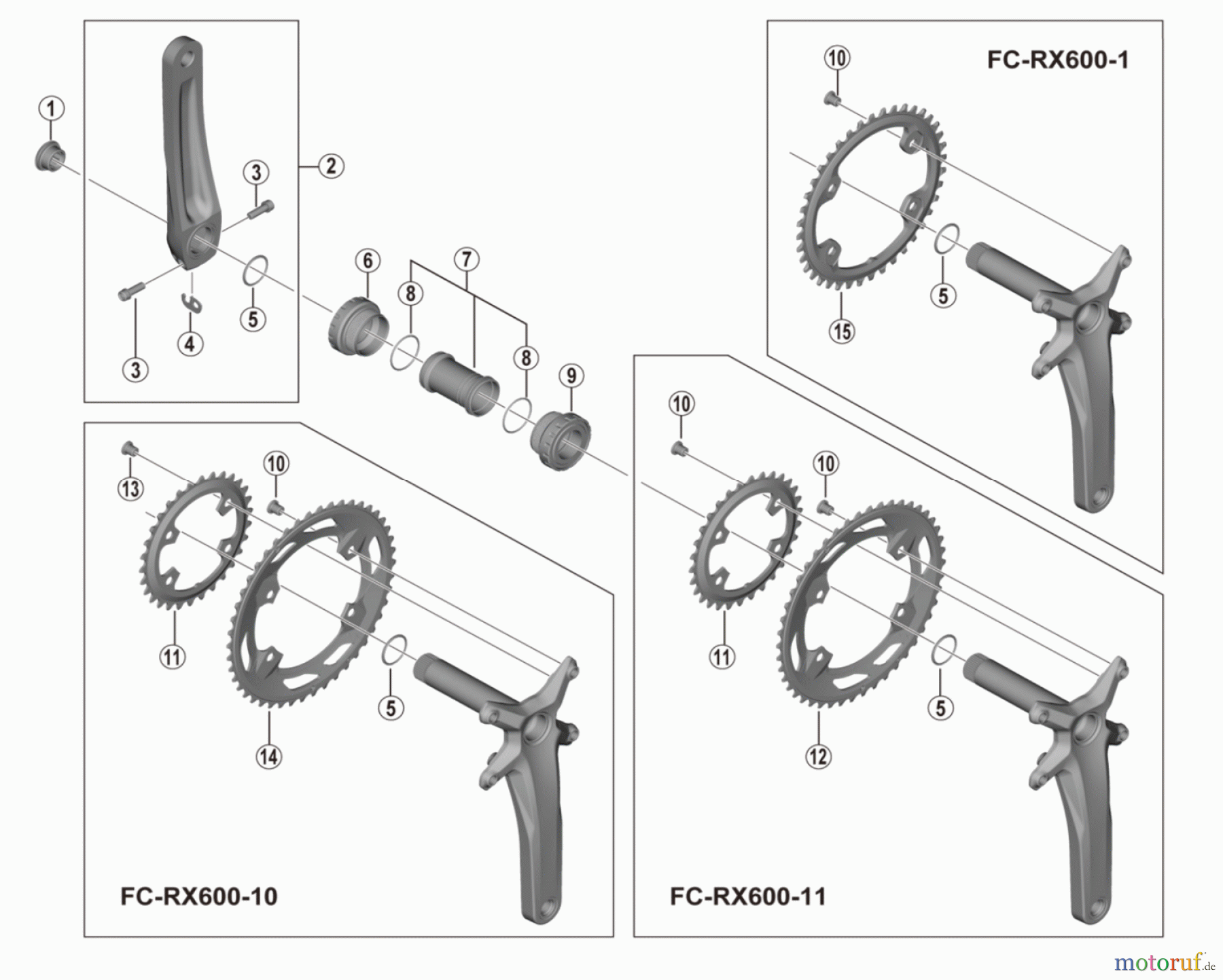 Shimano FC Front Chainwheel - Kurbelsatz, Vorderes Kettenblatt FC-RX600 GRX Crankset