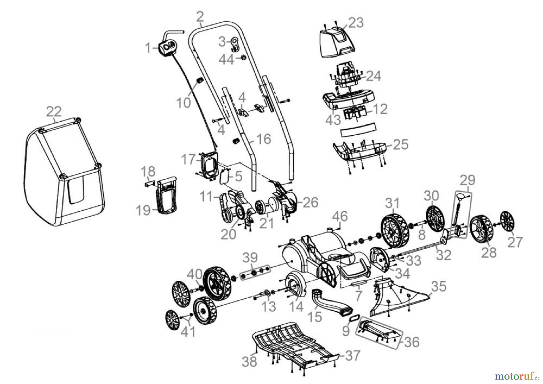 Güde Gartentechnik Laub-Sauger & Bläser Elektro LAUBSAUGER GFLS 1600 3IN1 - 94387 Ersatzteileversion FSL94387-02