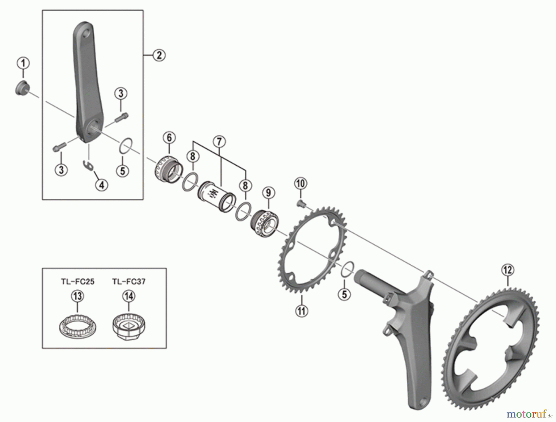 Shimano FC Front Chainwheel - Kurbelsatz, Vorderes Kettenblatt FC-R8100 (-4862) Ultegra Kurbelgarnitur