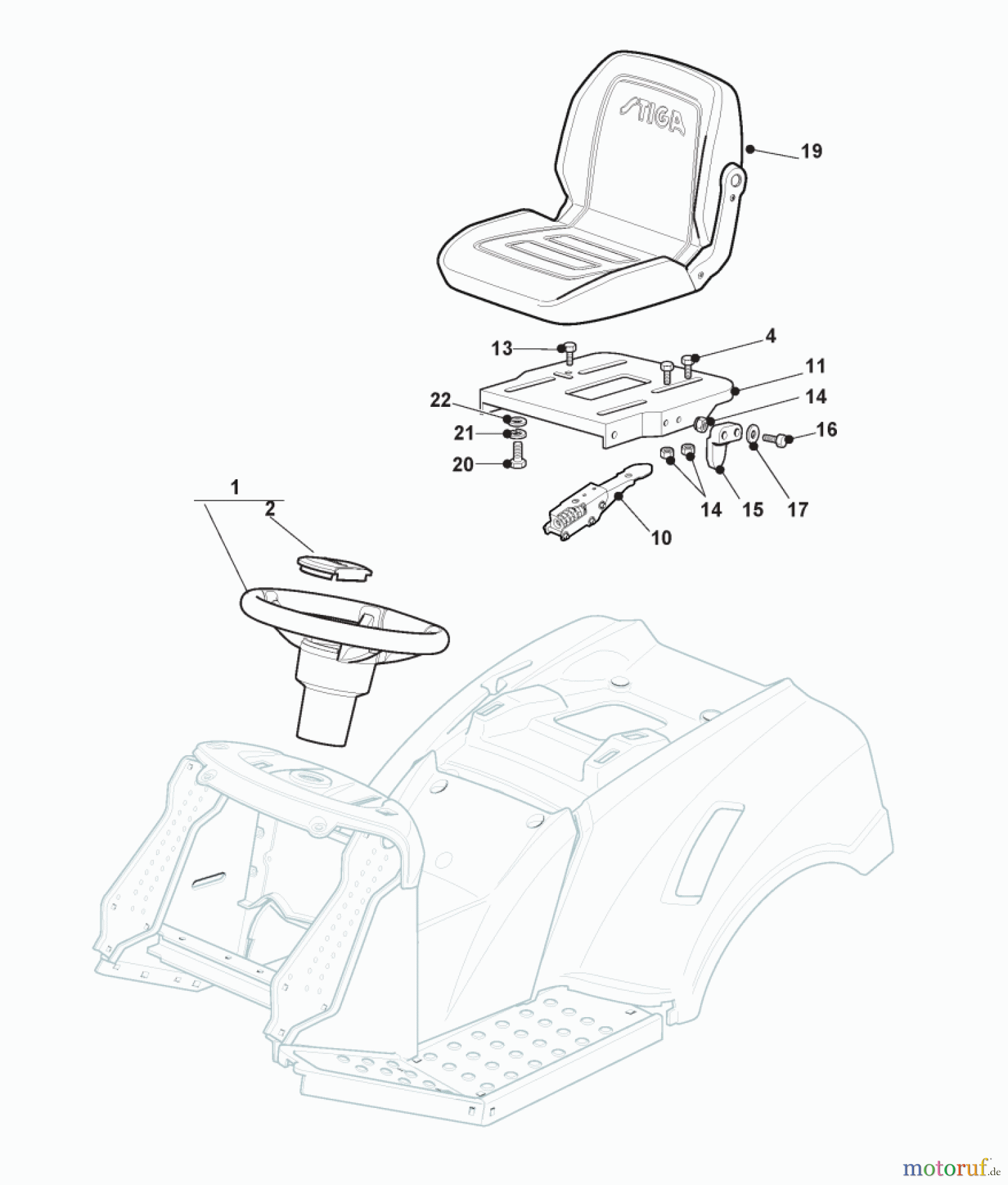 Stiga Aufsitzmäher Baujahr 2019 ESTATE 4102 H (2019) 2T1730481/17 Sitz & Lenkrad