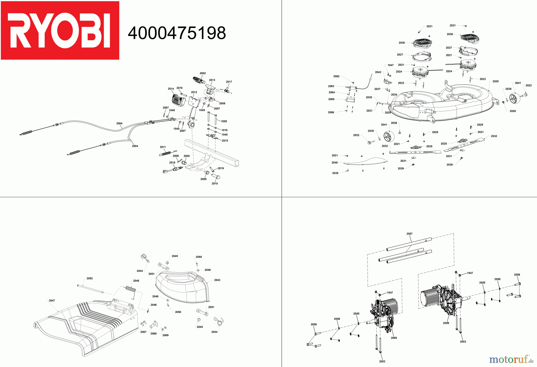  Ryobi Rasenmäher Aufsitzrasenmäher Akku ZTR480EX 48 V Akku-Nullwendekreismäher, Schnittbreite 106 cm Seite 2