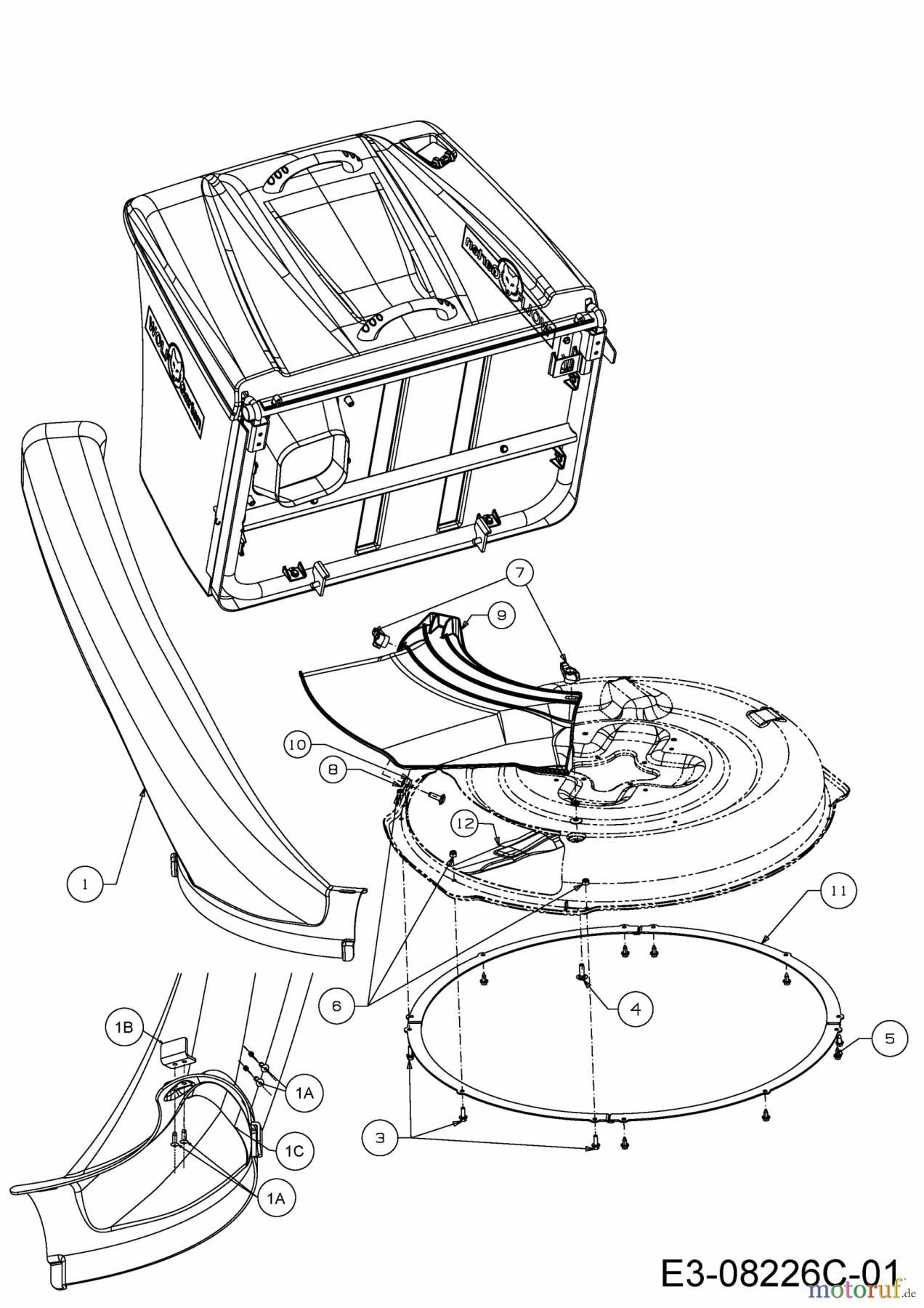 Wolf-Garten Rasentraktoren Scooter Pro 13B226HD650 (2015) Auswurfschacht, Deflektor, Luftleitblech, Messer