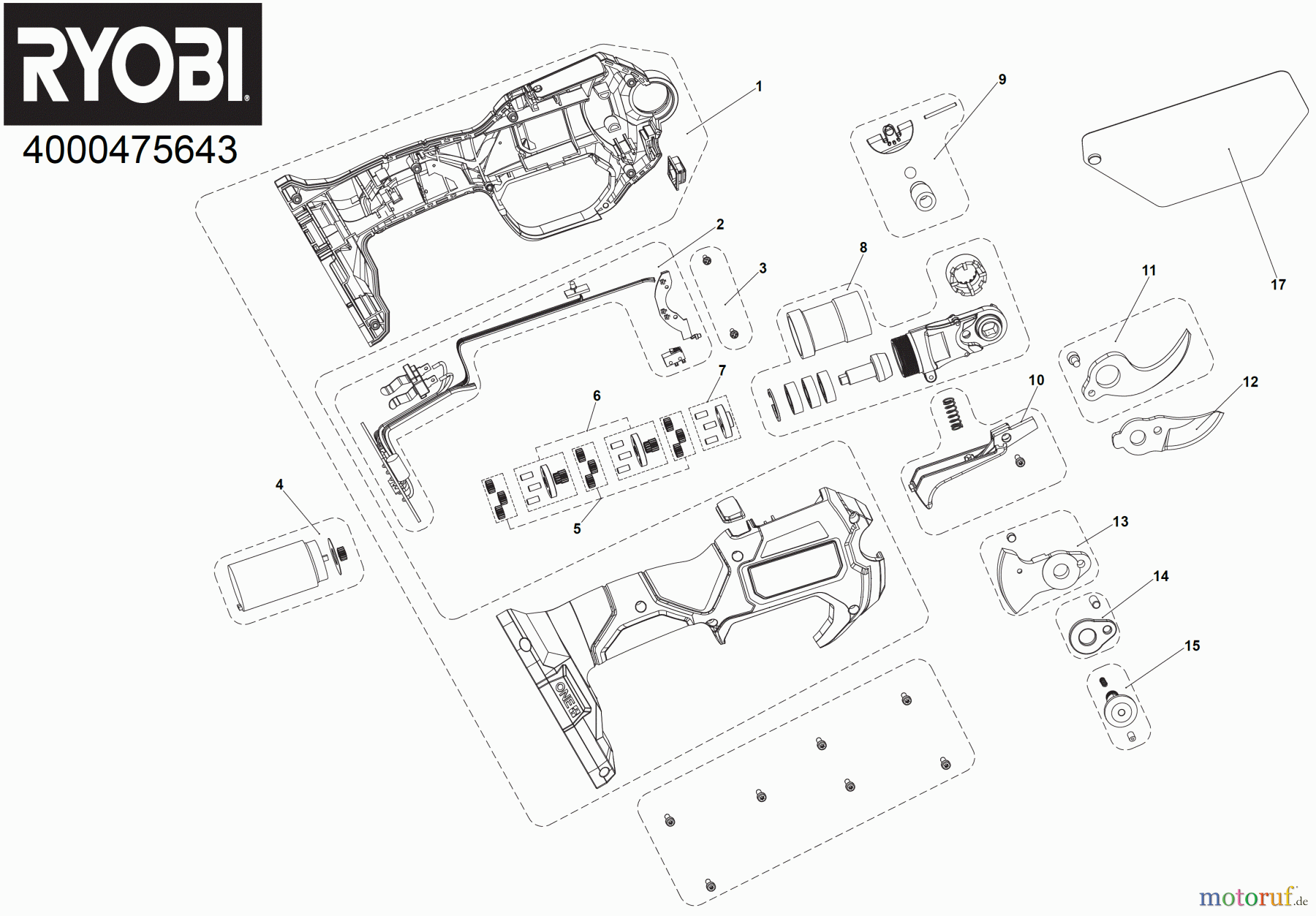 Ryobi Ast-, Strauch- und Grasscheren RY18SCXA 18 V ONE+ HP Brushless Akku-Gartenschere, Schnittstärke 28 mm Seite 1