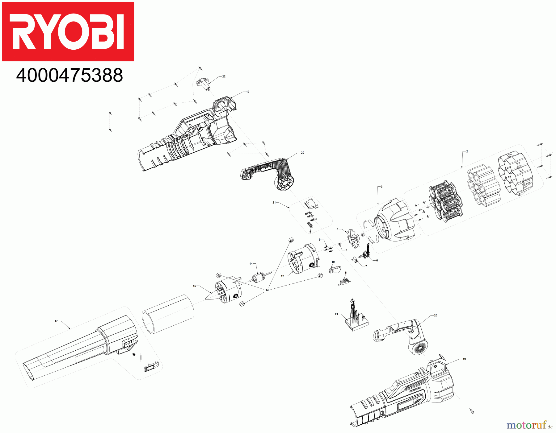 Ryobi Laubsauger und Laubbläser Blasgeräte RY36BLXA 36 V MAX POWER Whisper™ Brushless Akku-Laubgebläse Seite 1