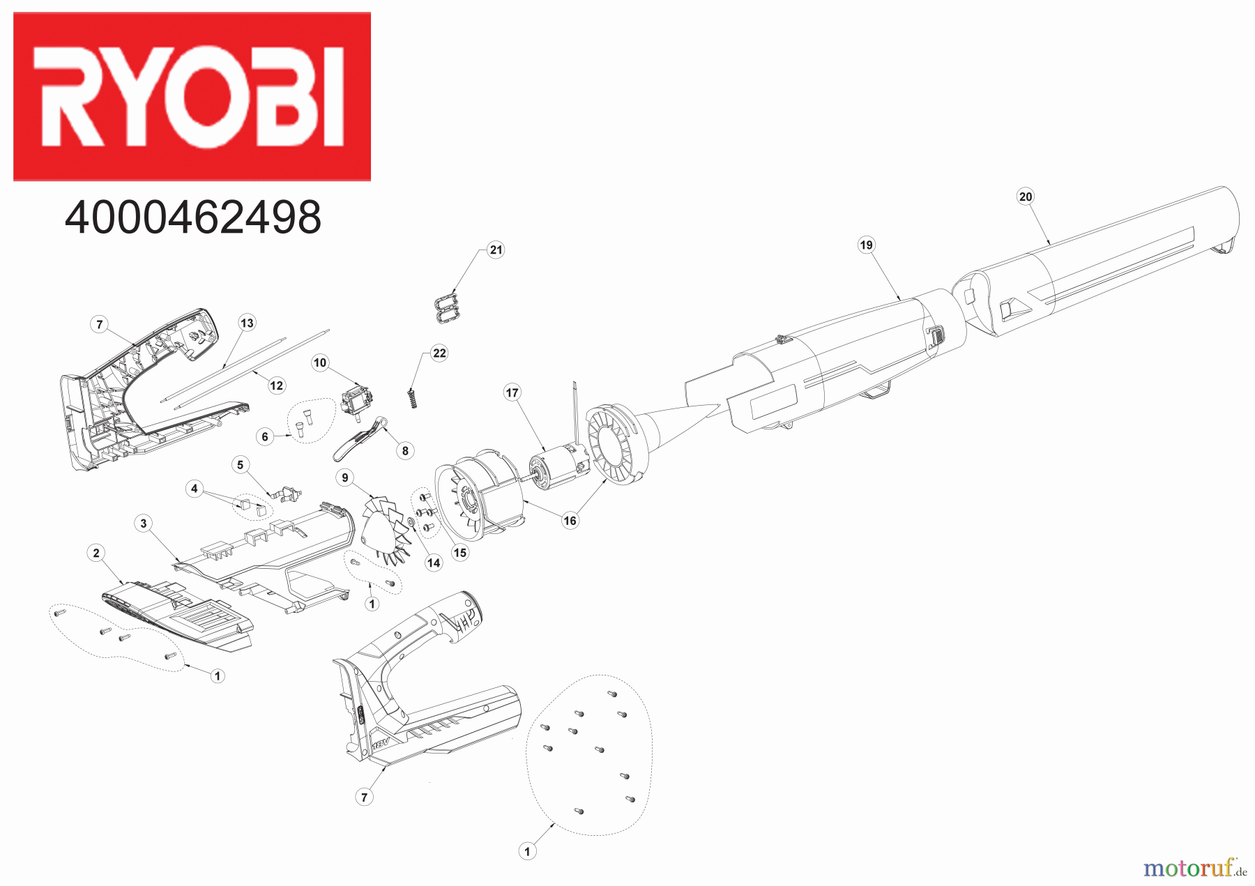  Ryobi Laubsauger und Laubbläser Blasgeräte RBL18JB40F Seite 1