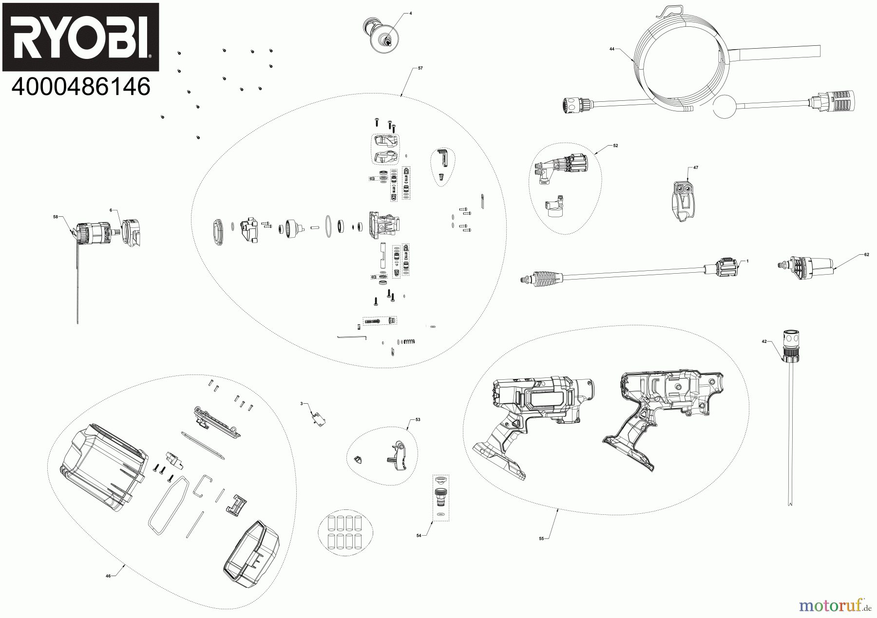  Ryobi Hochdruckreiniger RY36PWX41A 36 V MAX POWER Brushless Akku-Mitteldruckreiniger, max. Druck 41 bar Seite 1