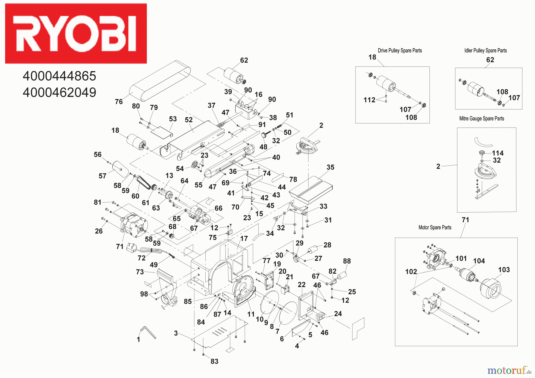 Ryobi Schleifgeräte Bandschleifgeräte RBDS4601G Seite 1