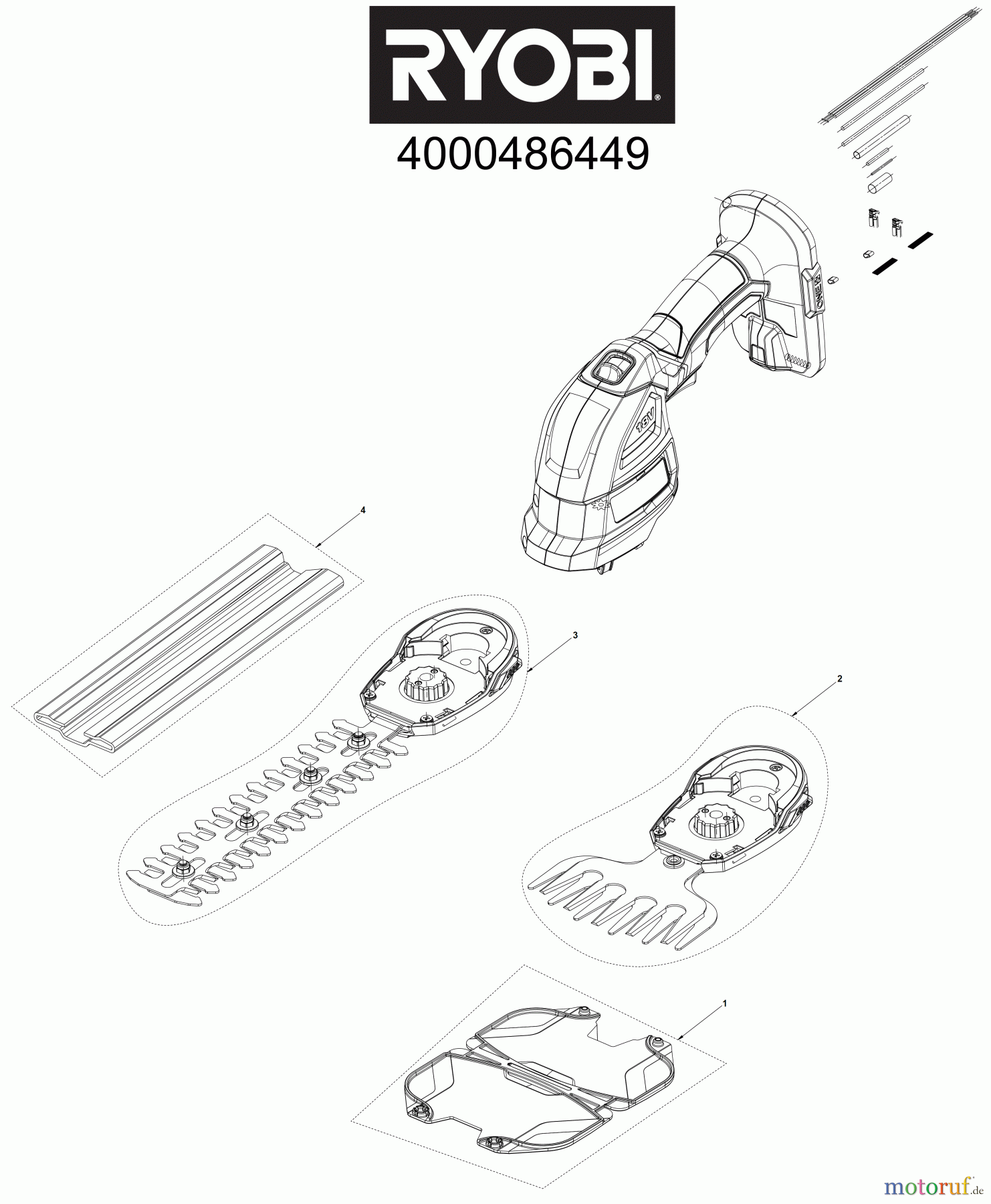 Ryobi Ast-, Strauch- und Grasscheren RY18GSA 18 V ONE+ Akku-Gras- u. Strauchschere Seite 1