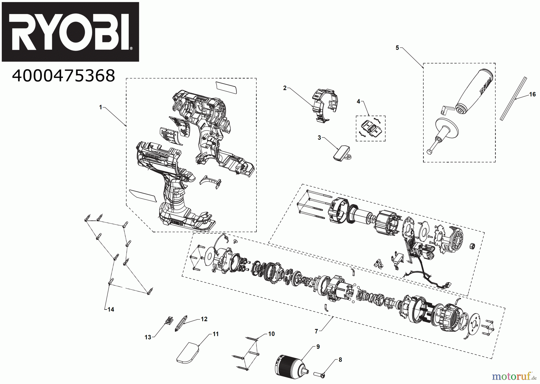 Ryobi (Schlag-)Bohrschrauber Bohrschrauber mit Schlagbohrfunktion R18PD7 18 V ONE+ Brushless Akku-Schlagbohrschrauber Seite 1