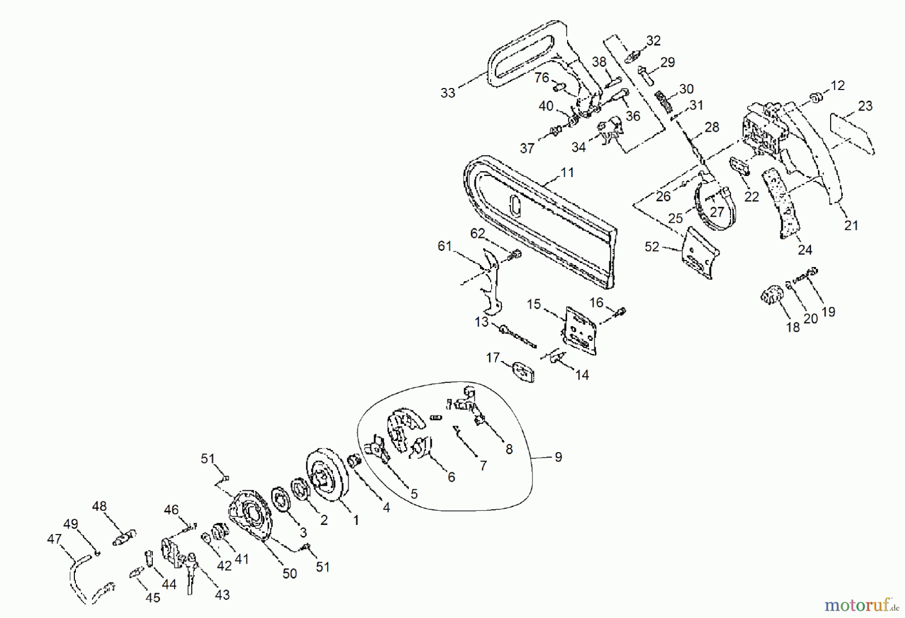 Shindaiwa Sägen, Motorsägen 400 - Shindaiwa Chainsaw Kupplung mit manueller Kettenbremse