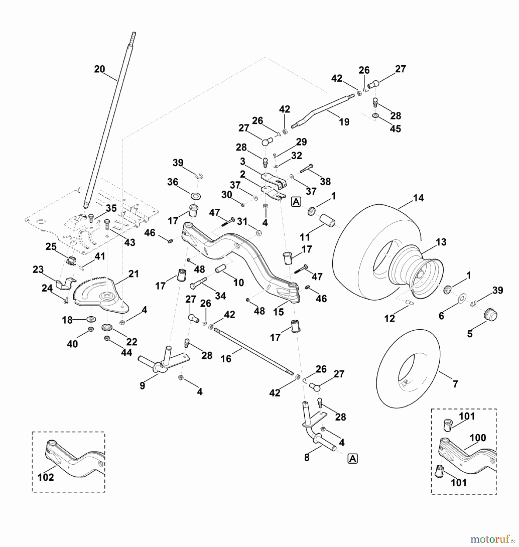 Viking Rasentraktoren Rasentraktoren MT 6127.1 ZL E - Lenkung, Vorderrad