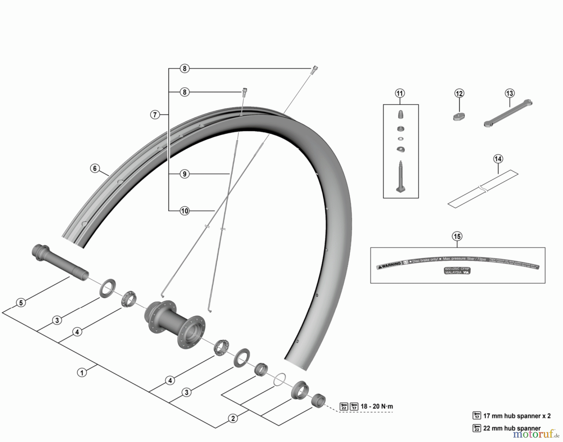 Shimano WH Wheels - Laufräder WH-RX880-TL-F12-700C (-5018) GRX Front Wheel