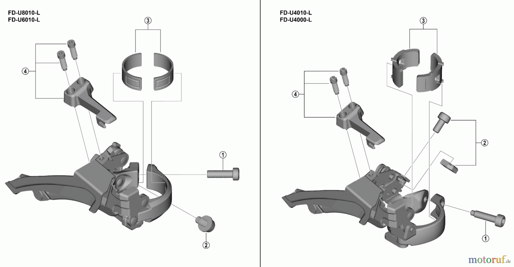 Shimano FD Front Derailleur - Umwerfer FD-U8010, FD-U6010, FD-U4010, FD-U4000 SHIMANO CUES