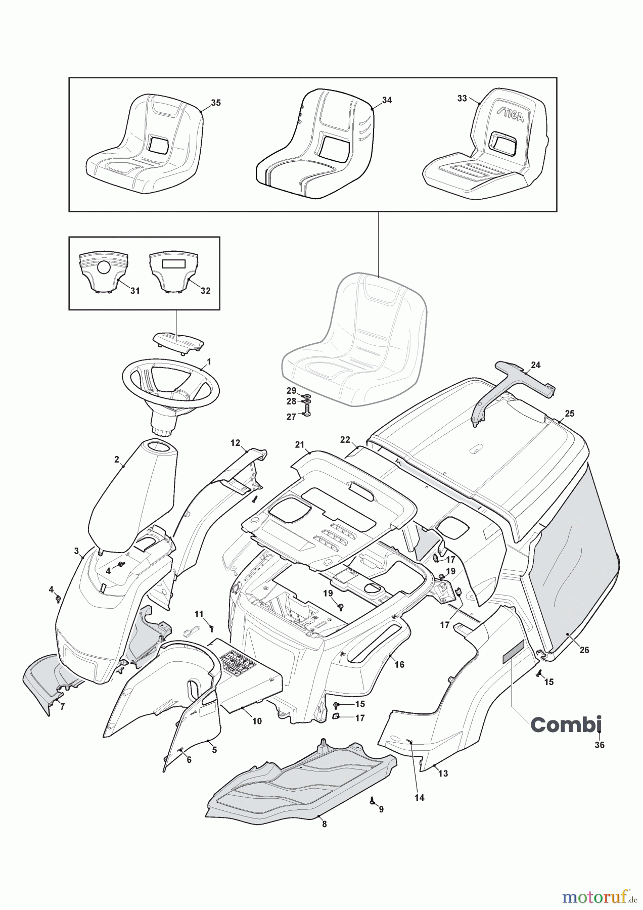  Stiga Aufsitzmäher Baujahr 2024 COMBI 166 (2024) 2T0070481/ST2 Karosserie