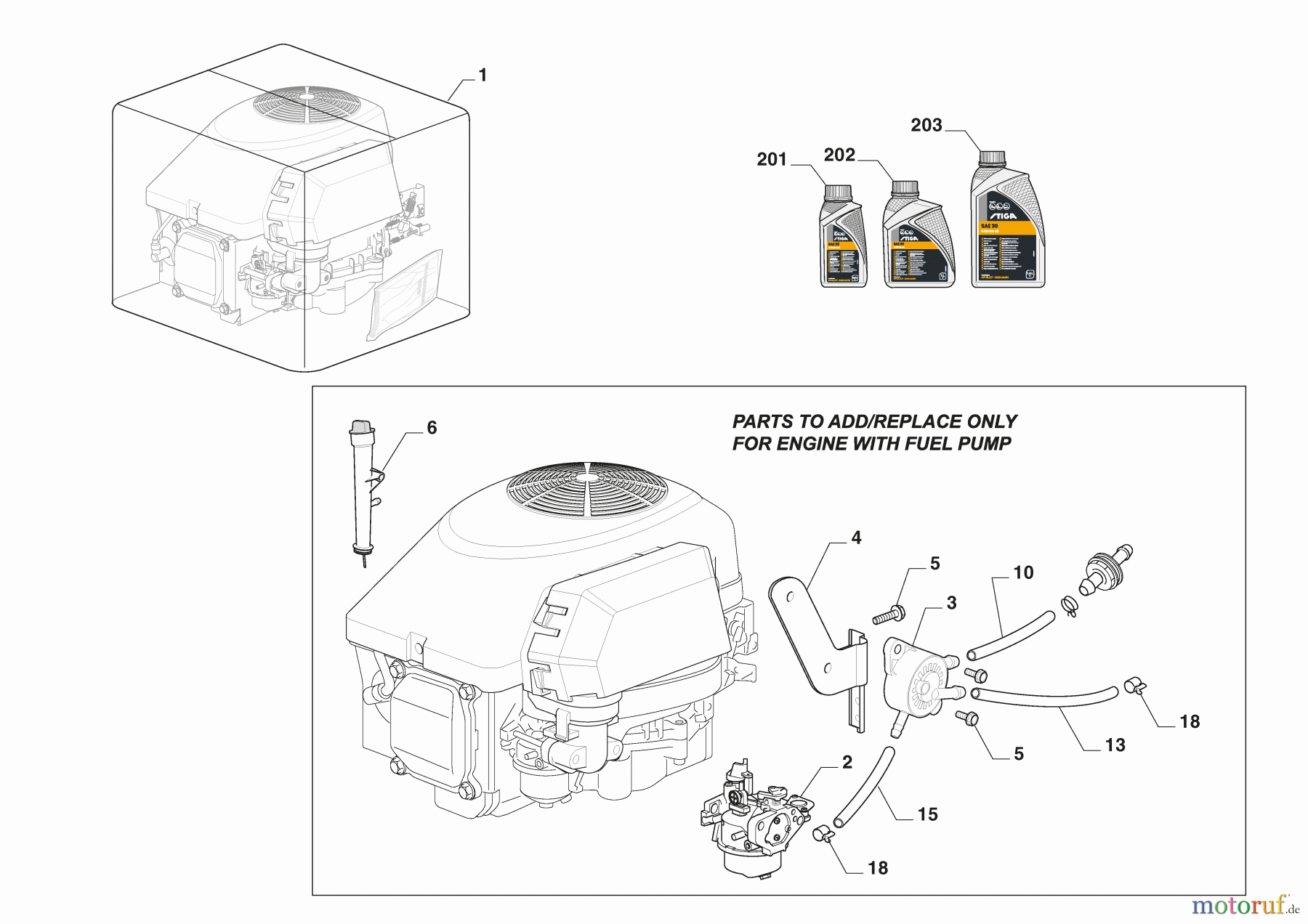  Stiga Aufsitzmäher Baujahr 2024 ESTATE 384 M (2024) 2T2000481/ST3 Motor, Kraftstoffpumpe