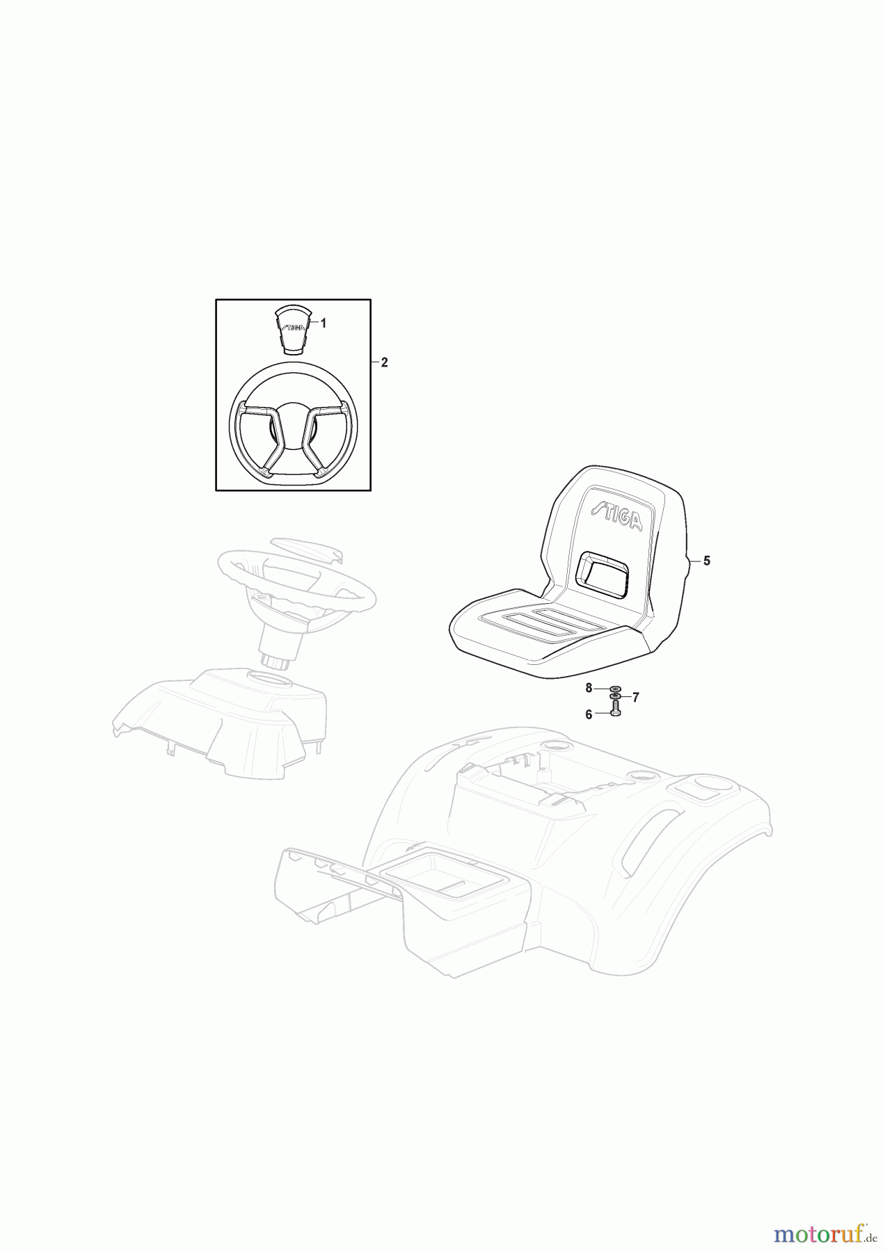 Stiga Aufsitzmäher Baujahr 2024 TORNADO 398e (2024) 2T0660481/ST2 Sitz & Lenkrad