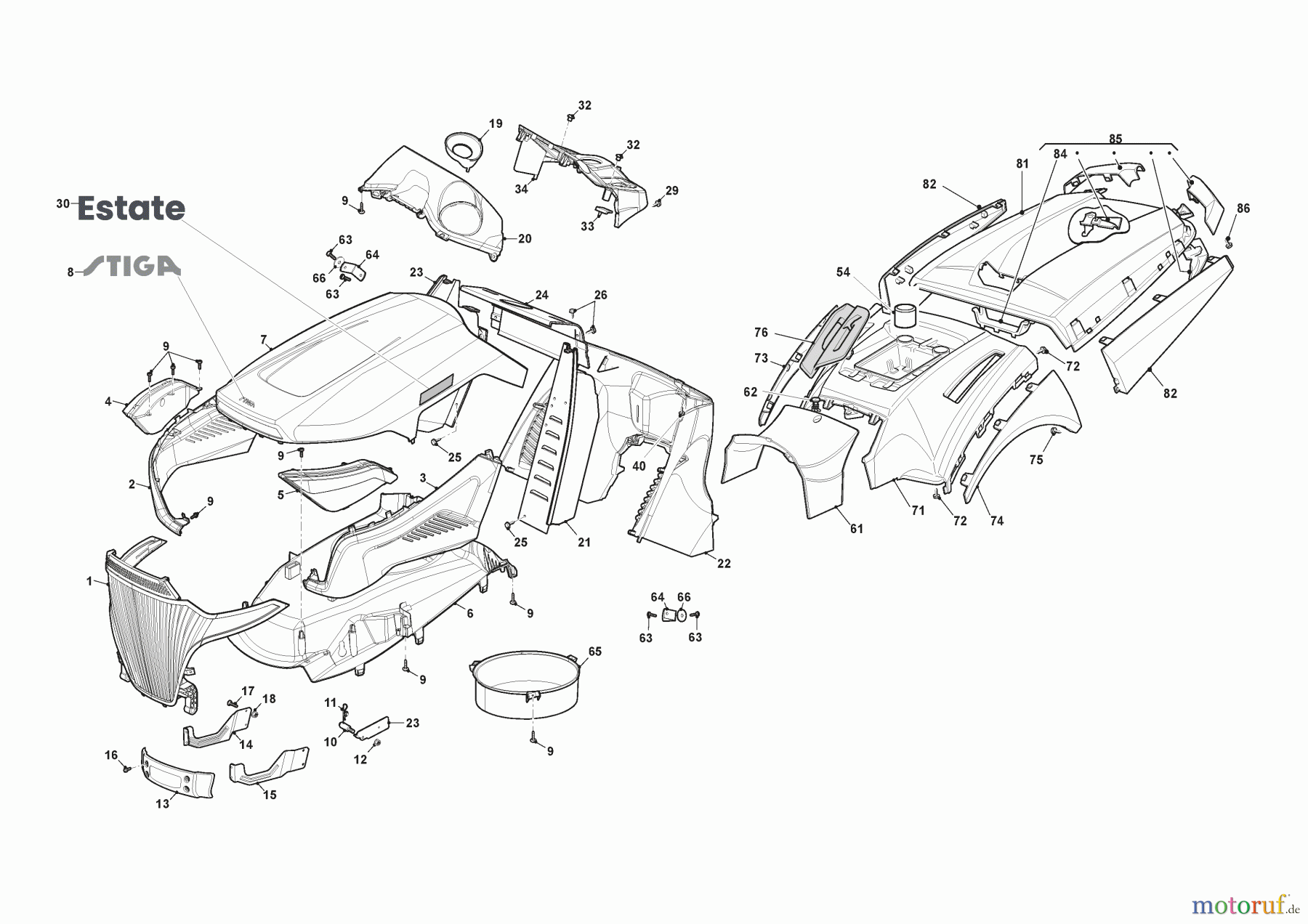  Stiga Aufsitzmäher Baujahr 2024 ESTATE 9102 WX (2024) [2T1430381/ST2P] Karosserie