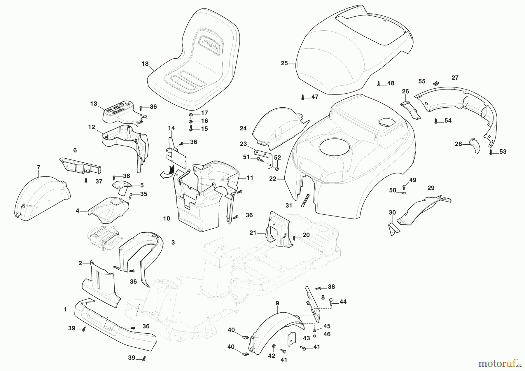 Stiga Frontmäher Baujahr 2024 Park 500 WX (2024) 2F6130645/ST2P Karosserie