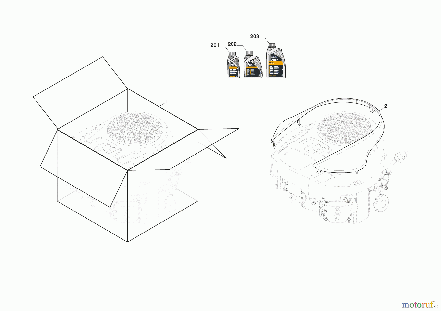 Stiga Frontmäher Baujahr 2024 Park 500 WX (2024) 2F6130645/ST2P Motor, Motorabdeckung