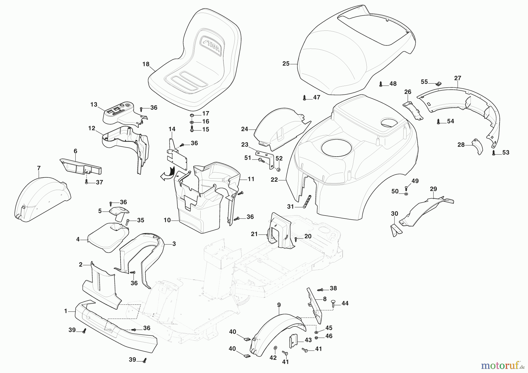 Stiga Frontmäher Baujahr 2024 Park 500 (2024) 2F6120545/ST2P Karosserie