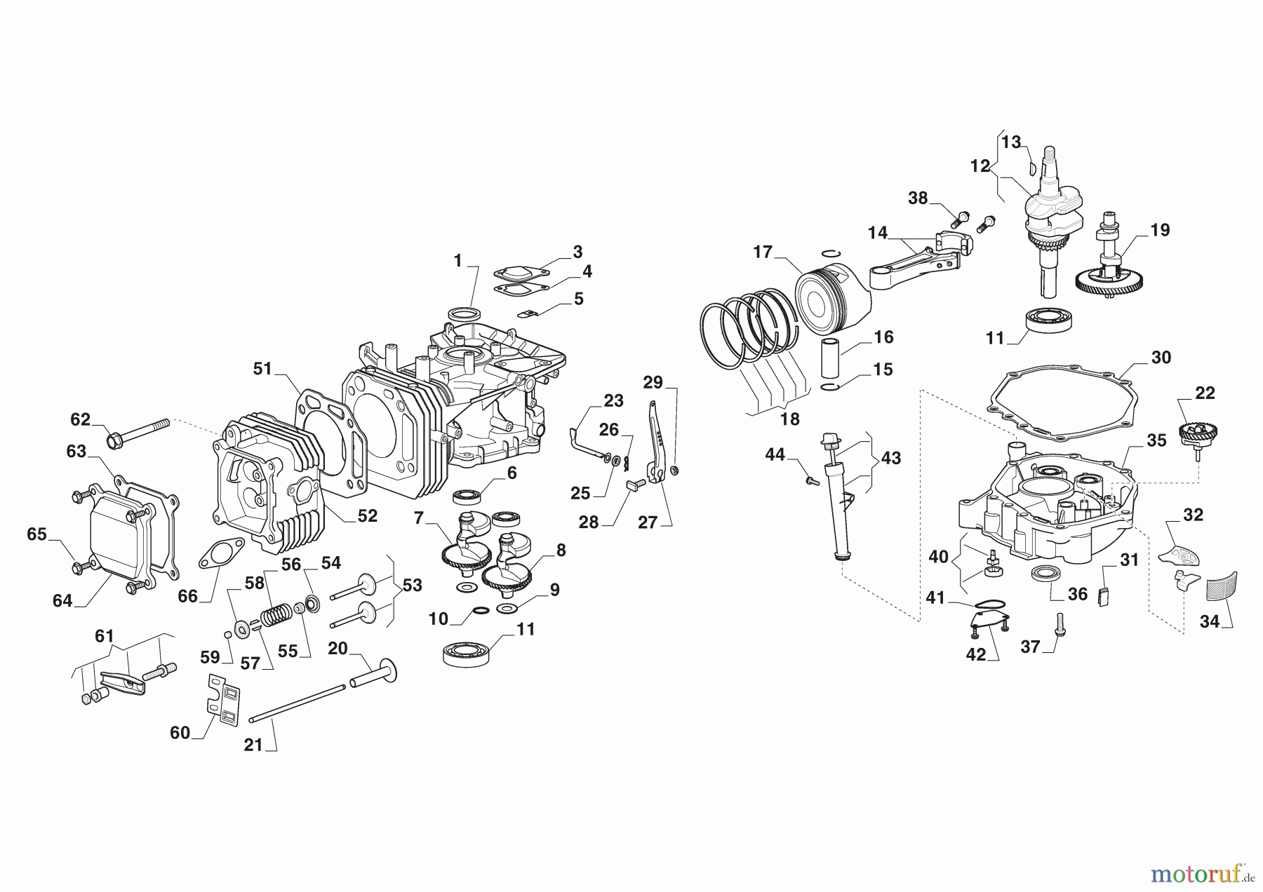 Stiga Frontmäher Baujahr 2024 Park 500 (2024) 2F6120545/ST2P Motor - Kolben, Motorwelle