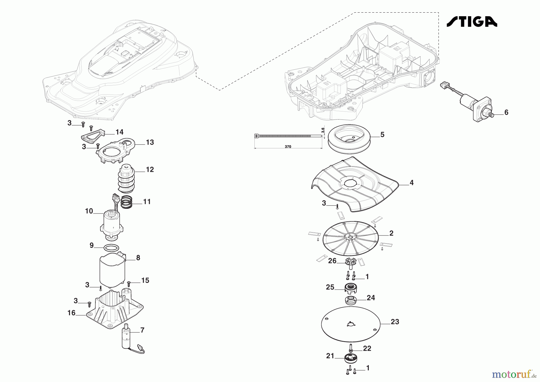  Stiga Mähroboter Baujahr 2024 A 7500 (2024) 2R9106128/ST1 Blattmotor Und Radmotoren